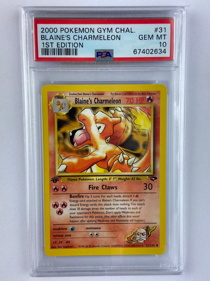 Blaine's Charmeleon Gym Challenge 1st Edition 31/132 PSA 10 TBC Games Blaine's Charmeleon Gym Challenge 1st Edition 31/132 PSA 10 TBC Games