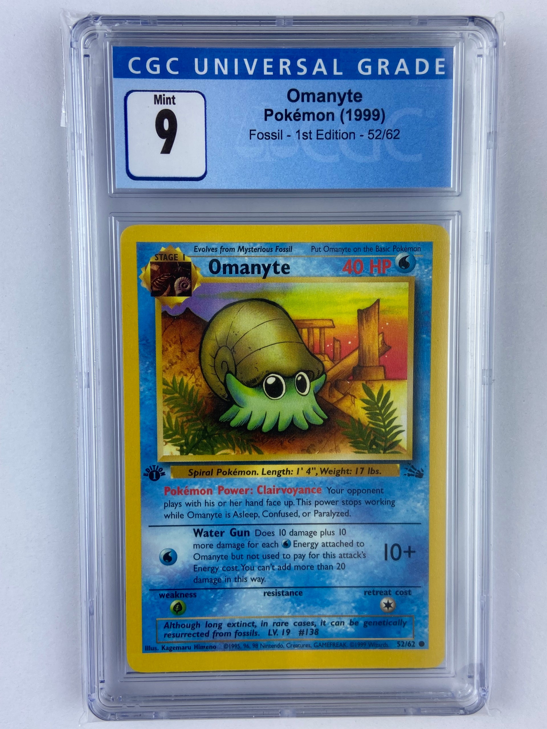 Omanyte Fossil 1st Edition 62/62 CGC 9 TBC Games Omanyte Fossil 1st Edition 62/62 CGC 9 TBC Games