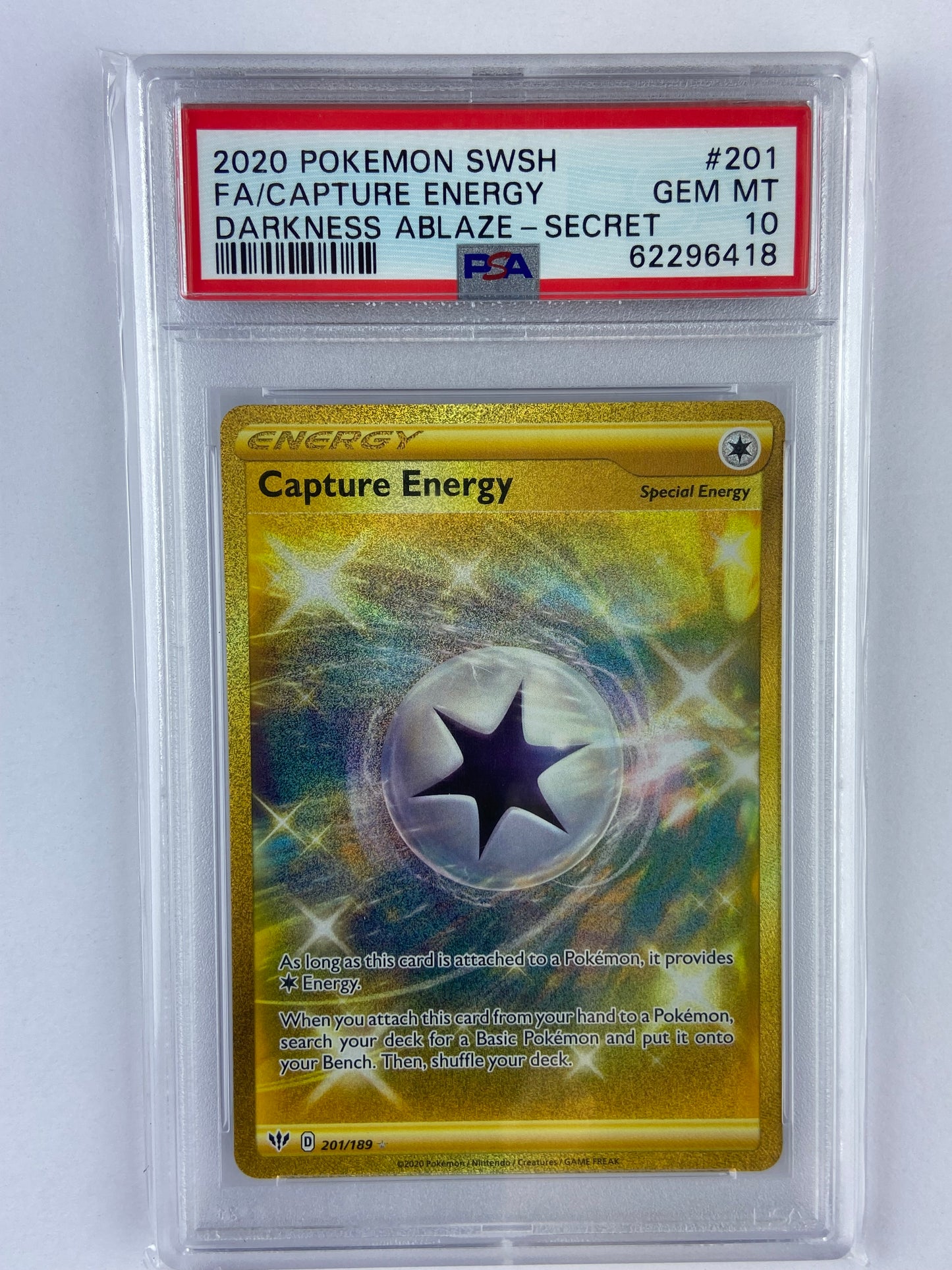 gold capture energy pokemon card Capture Energy Darkness Ablaze Gold 201/189 PSA 10 – TBC Games