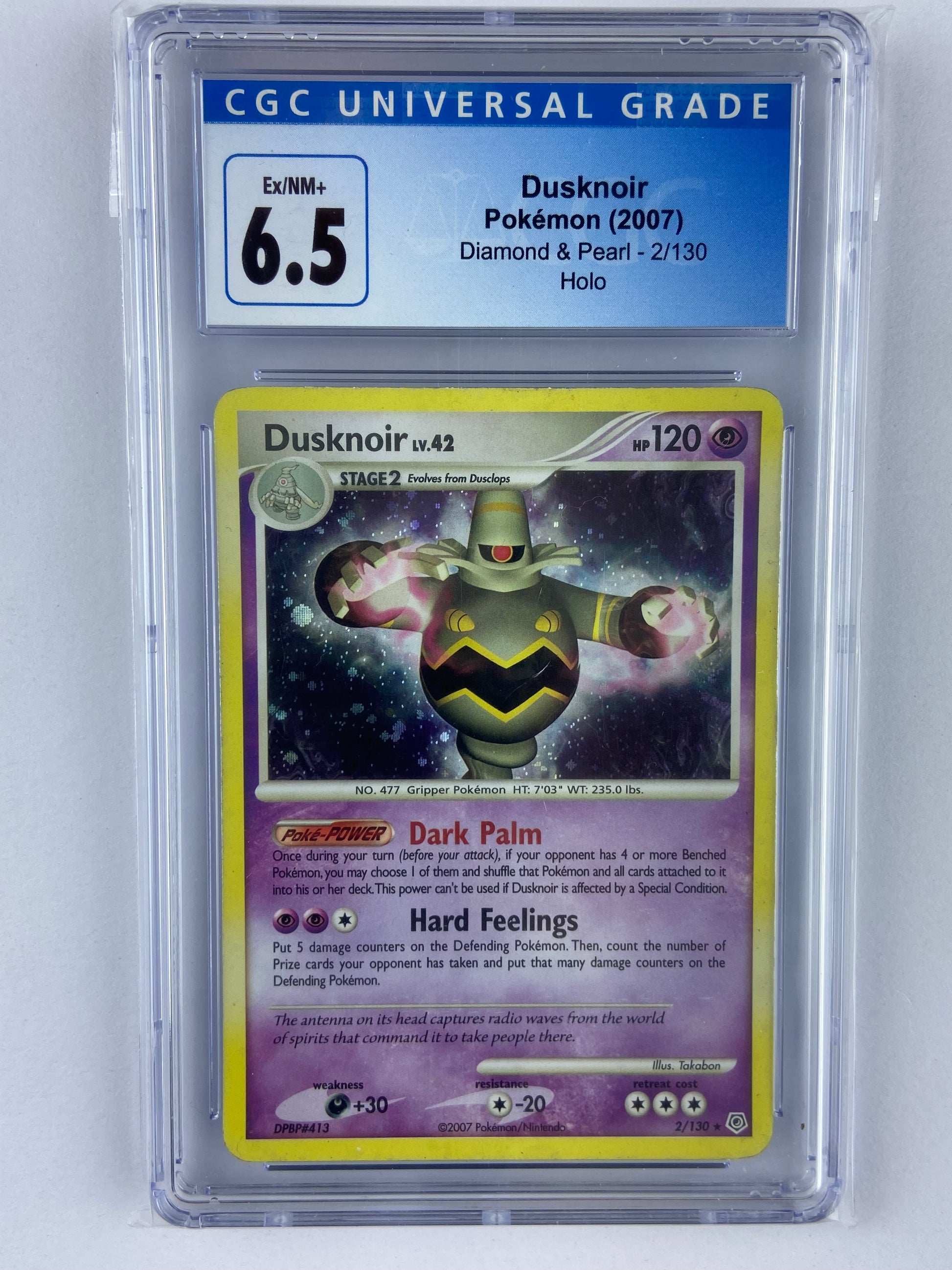 Dusknoir Diamond & Pearl Holo 2/130 CGC 6.5 TBC Games Dusknoir Diamond & Pearl Holo 2/130 CGC 6.5 TBC Games