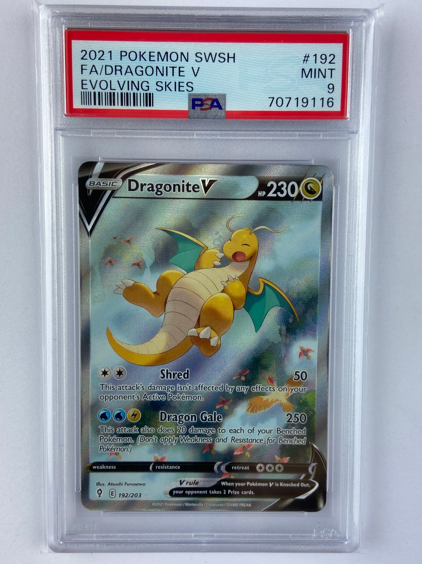 Dragonite V Alt Art Evolving Skies 192/203 PSA 9