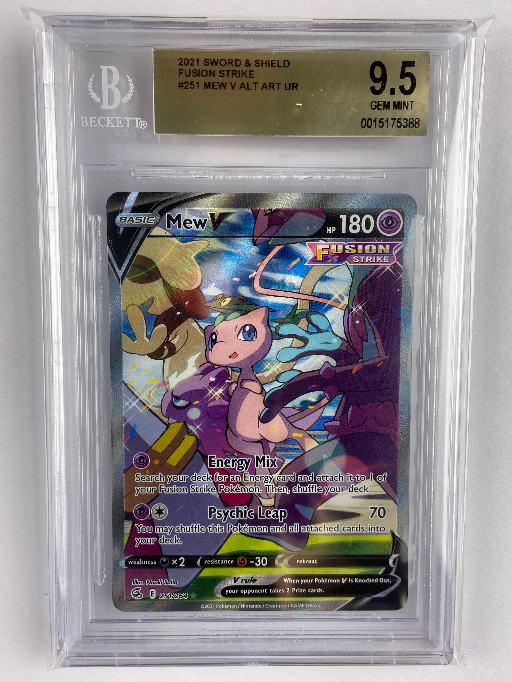Mew V Alt Art Fusion Strike 251/264 BGS 9.5 TBC Games Mew V Alt Art Fusion Strike 251/264 BGS 9.5 TBC Games