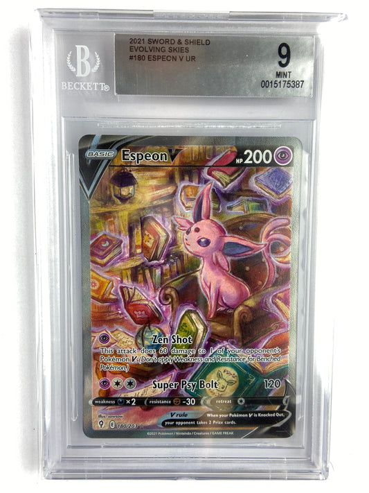 Espeon V Alt Art Evolving Skies 180/203 BGS 9
