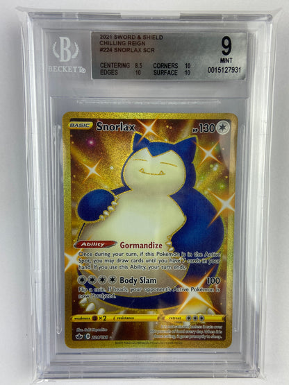 Snorlax Chilling Reign Gold 224/198 Subgrades BGS 9