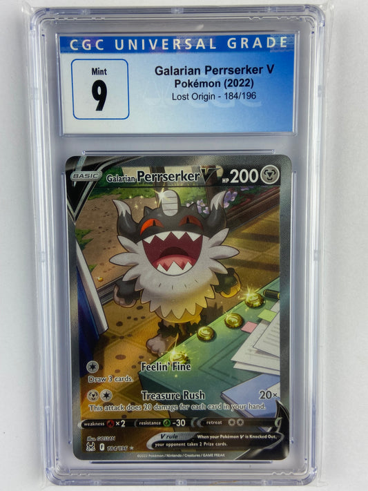 Galarian Perrserker V Alt Art Lost Origin 184/196 CGC 9