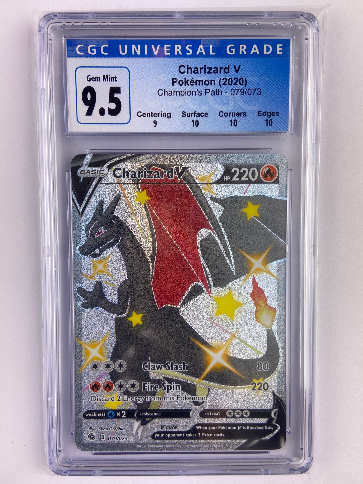Charizard V Champion's Path Shiny 079/073 Subgrades CGC 9.5 Charizard V Champion's Path Shiny 079/073 Subgrades CGC 9.5
