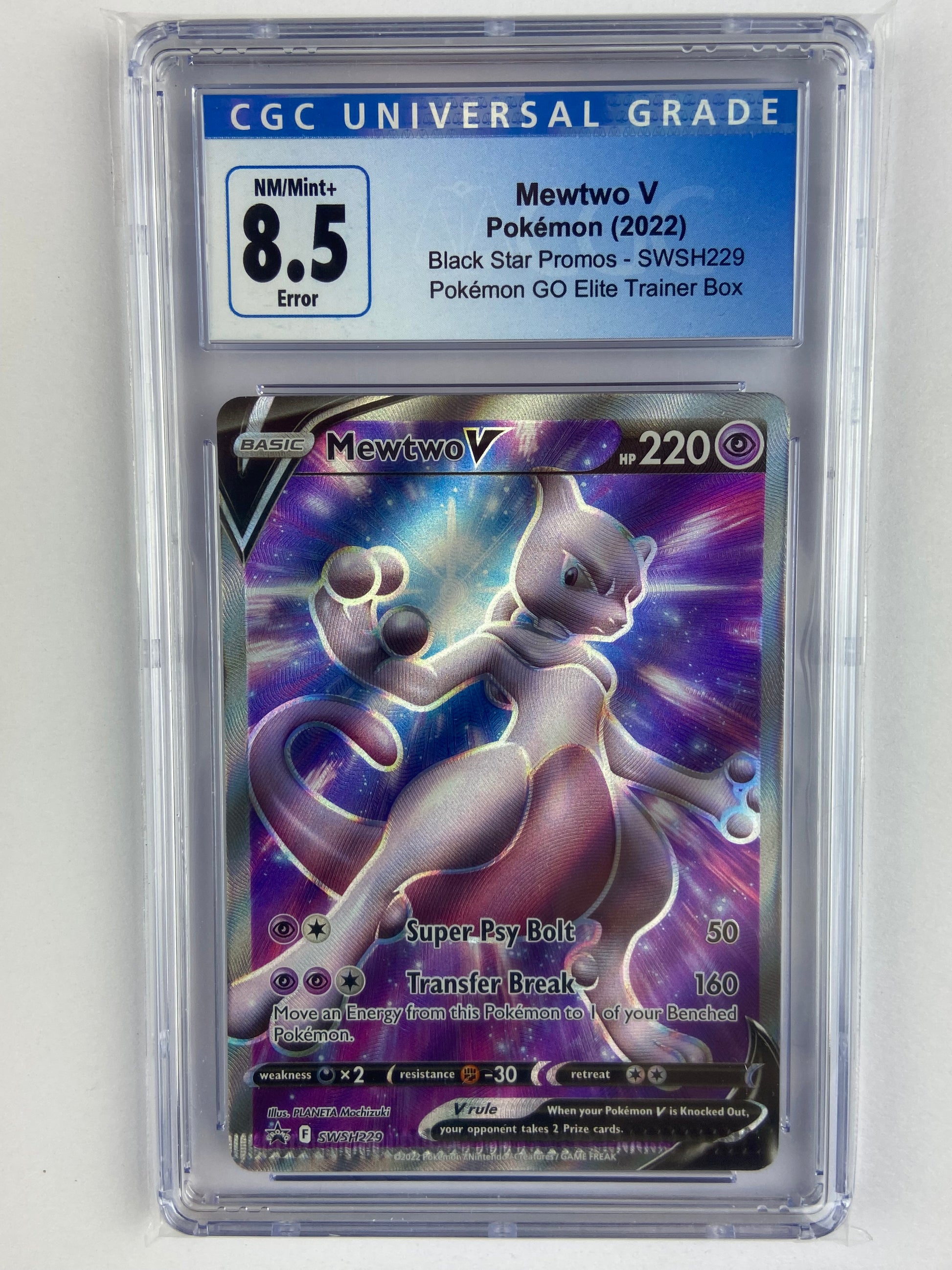 Mewtwo V Pokemon GO Promo SWSH229 CRIMPED ERROR CGC 8.5 TBC Games Mewtwo V Pokemon GO Promo SWSH229 CRIMPED ERROR CGC 8.5 TBC Games