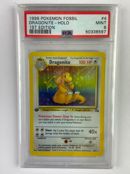 Dragonite Fossil 1st Edition Holo 4/62 PSA 9