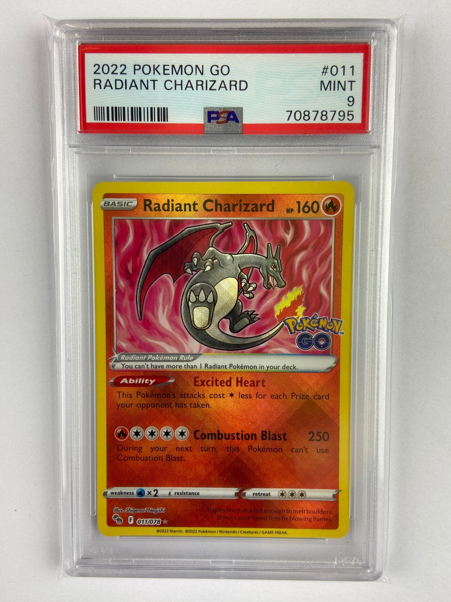 Radiant Charizard Pokemon GO 011/078 PSA 9 Radiant Charizard Pokemon GO 011/078 PSA 9