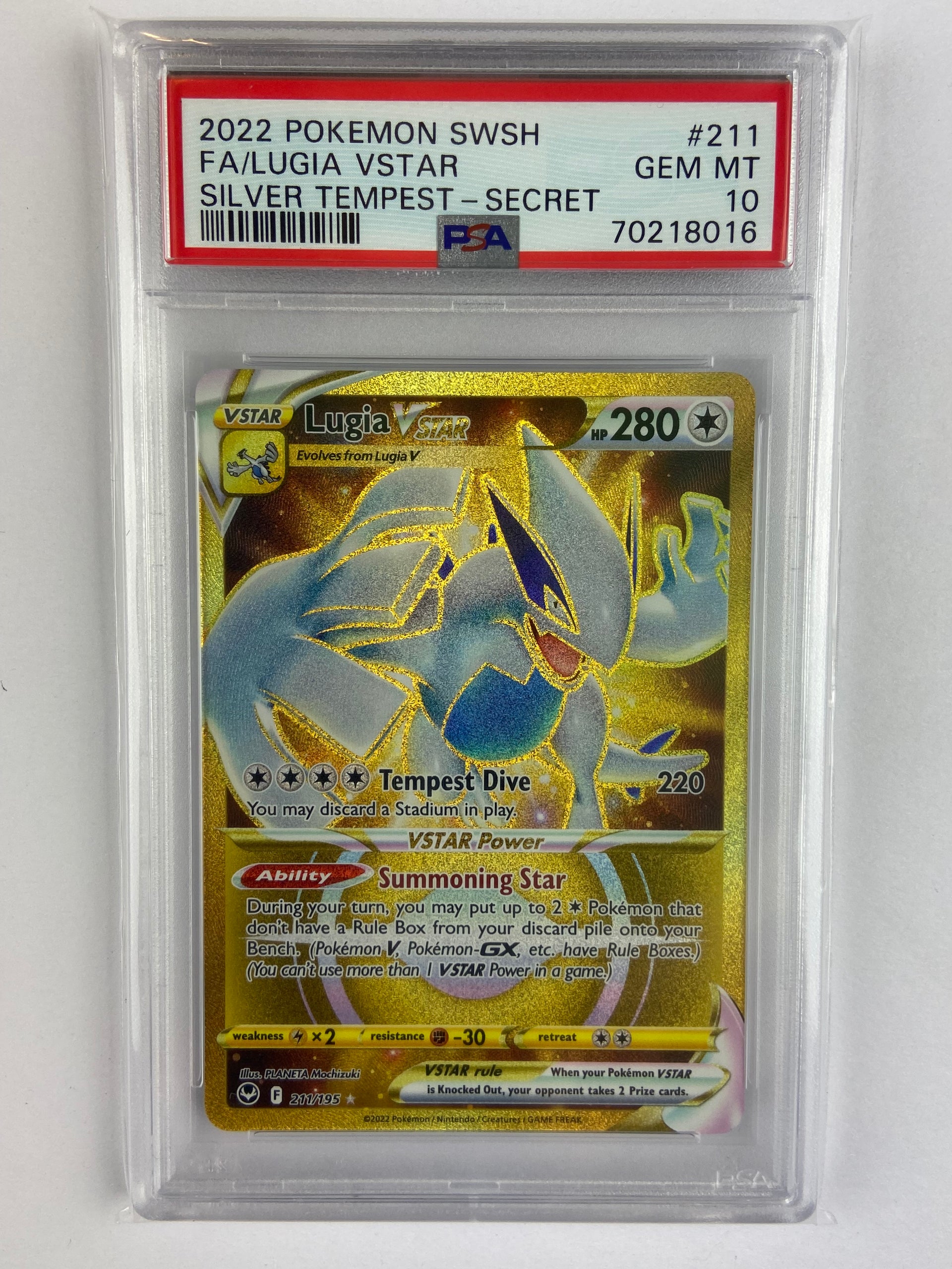 Lugia VSTAR Silver Tempest 211/195 Gold PSA 10 TBC Games Lugia VSTAR Silver Tempest 211/195 Gold PSA 10 TBC Games