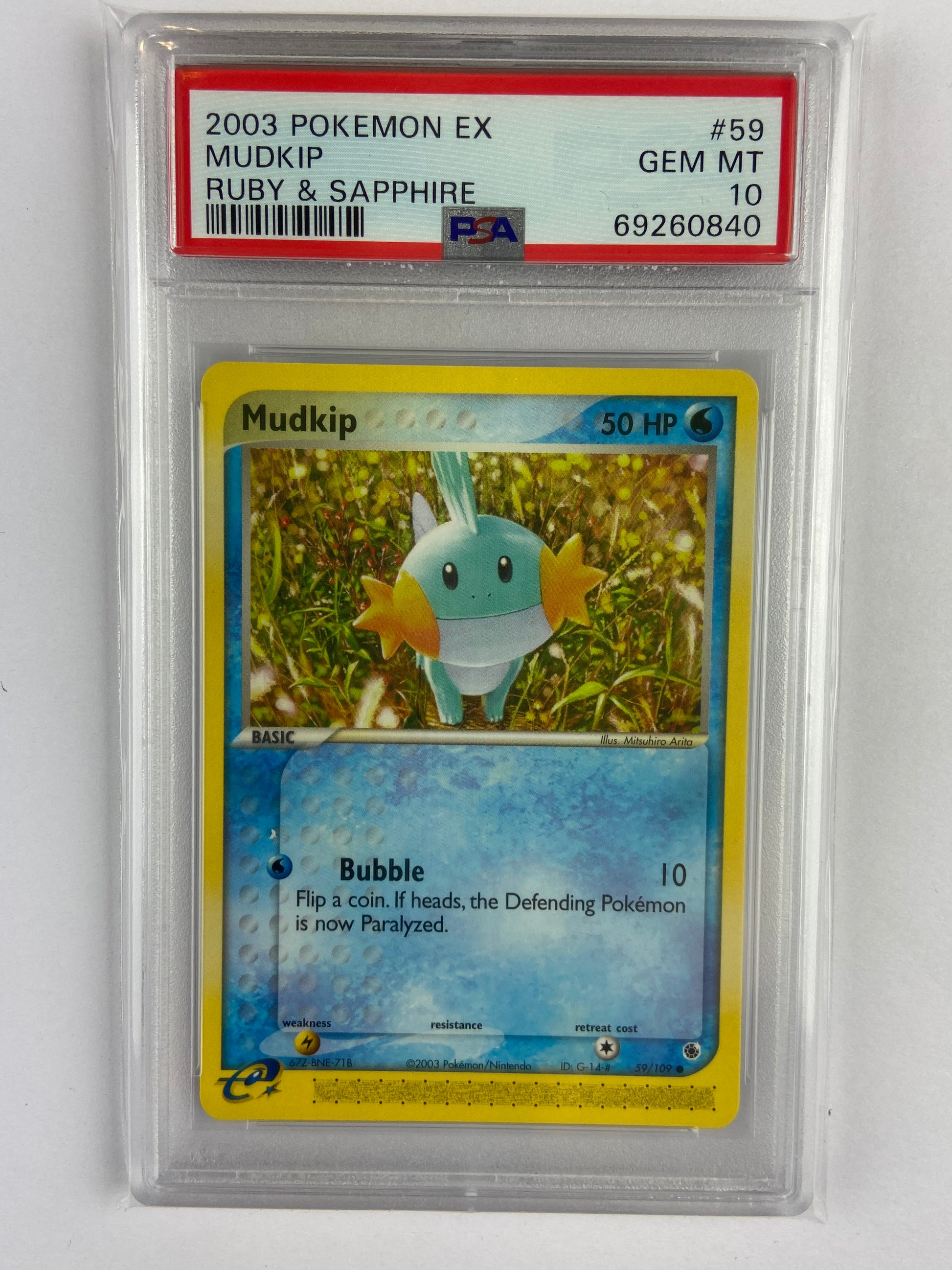 Mudkip Ruby & Sapphire 59/109 PSA 10 TBC Games Mudkip Ruby & Sapphire 59/109 PSA 10 TBC Games