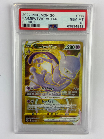 Mewtwo VSTAR Pokemon GO 086/078 Gold Secret PSA 10 TBC Games Mewtwo VSTAR Pokemon GO 086/078 Gold Secret PSA 10 TBC Games