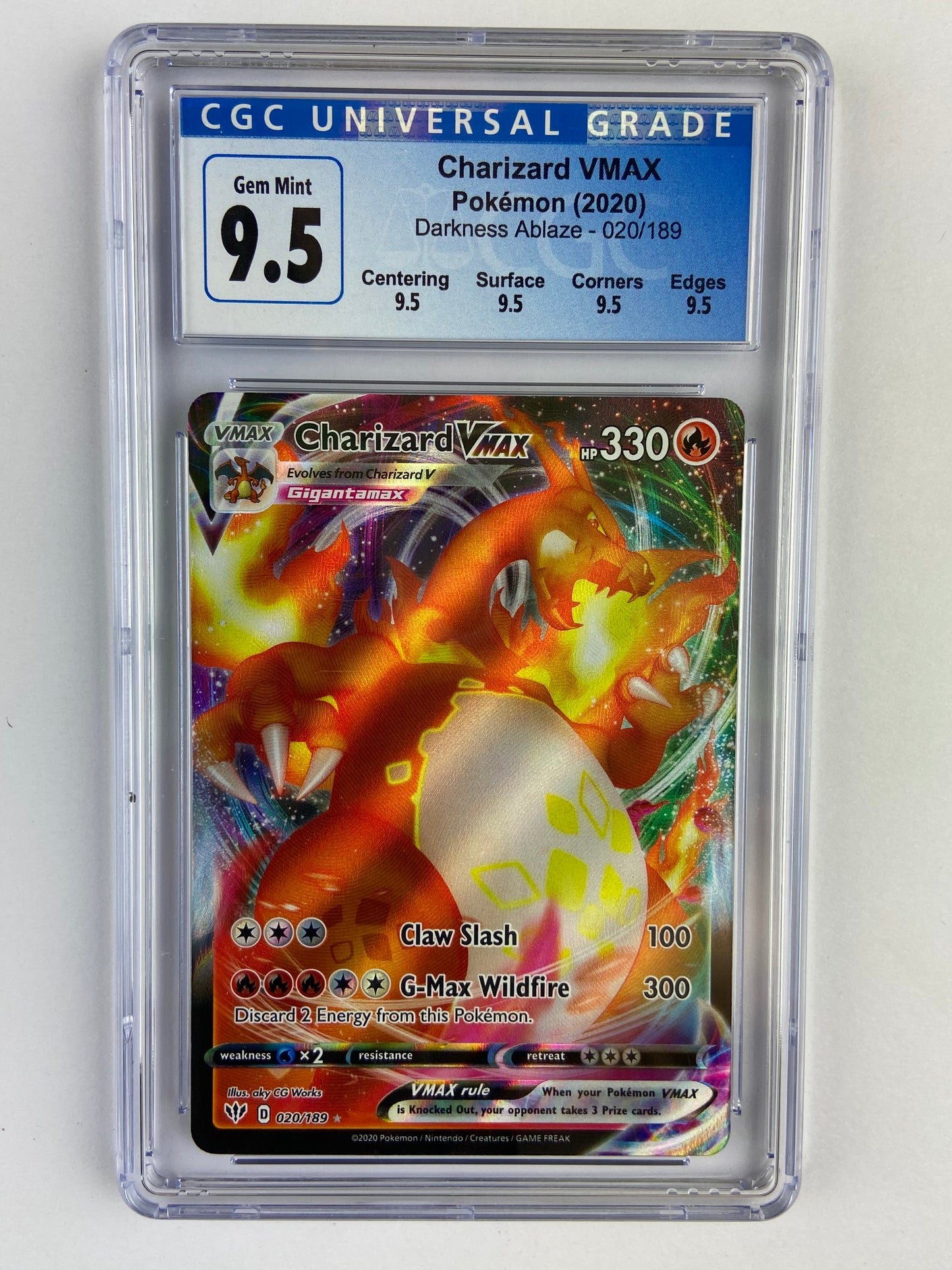 Charizard VMAX Darkness Ablaze 020/189 Subgrades CGC 9.5 TBC Games Charizard VMAX Darkness Ablaze 020/189 Subgrades CGC 9.5 TBC Games