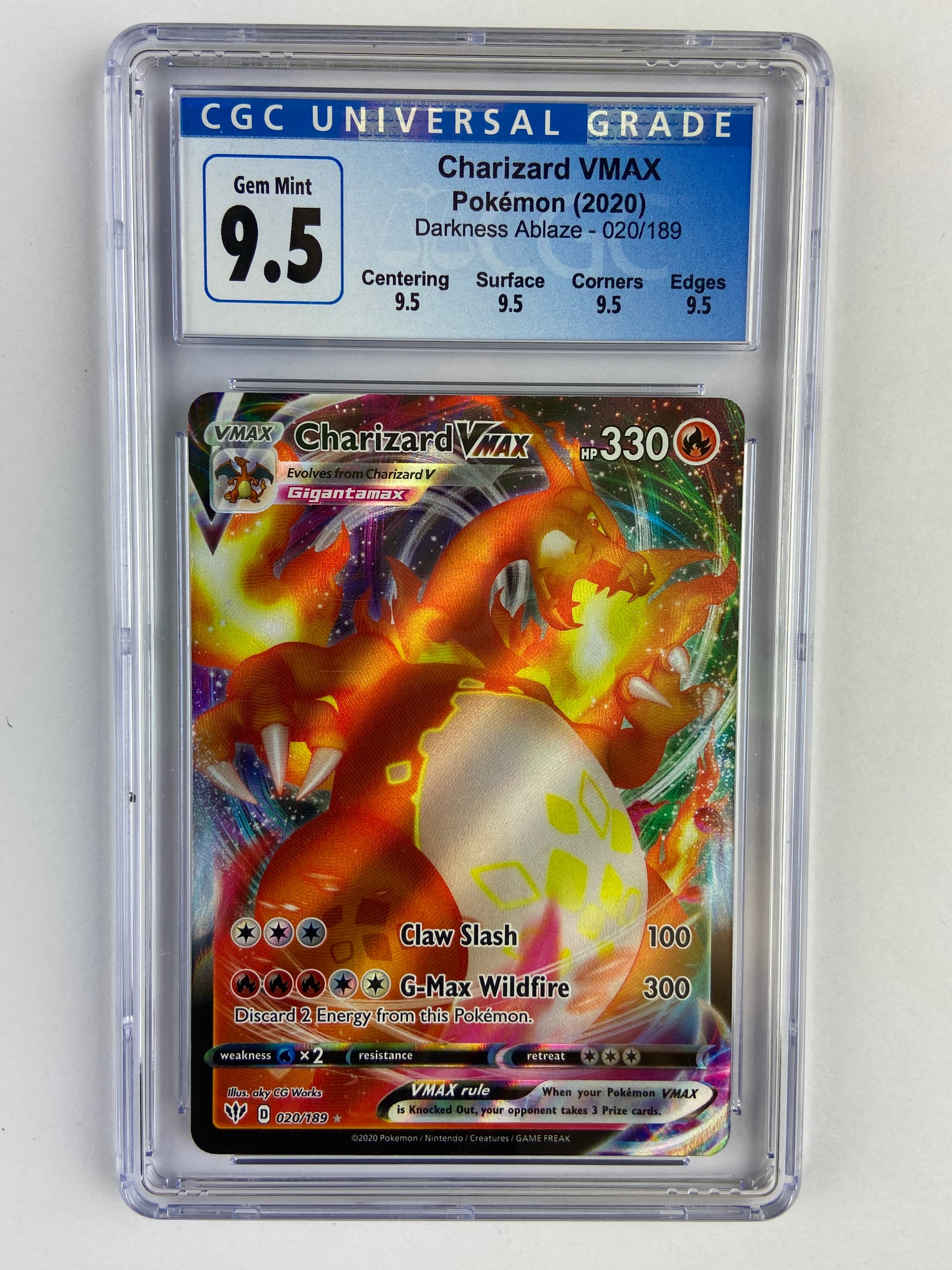 Charizard VMAX Darkness Ablaze 020/189 Subgrades CGC 9.5 TBC Games Charizard VMAX Darkness Ablaze 020/189 Subgrades CGC 9.5 TBC Games
