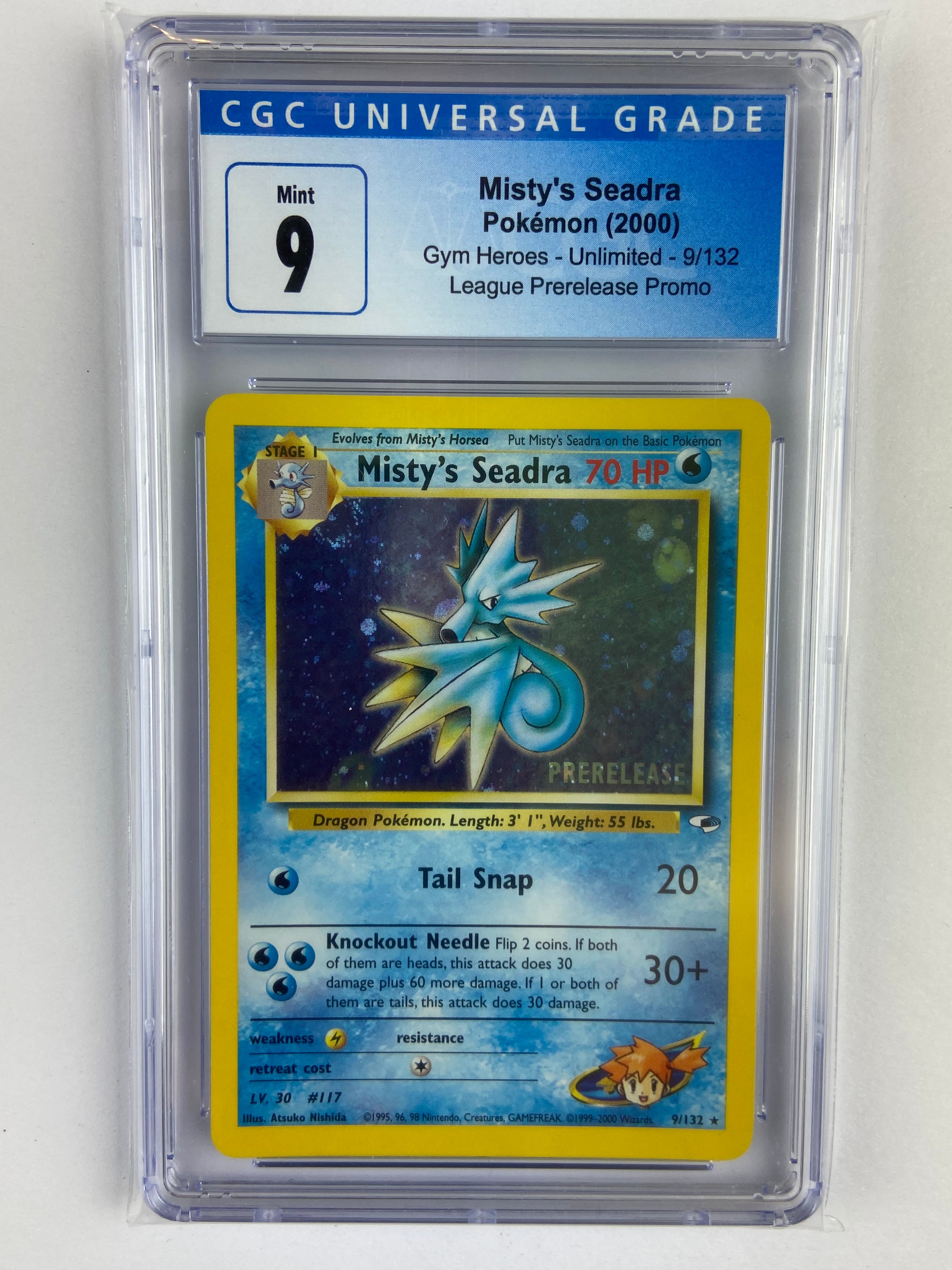 Misty’s Seadra Pokémon hotsell 2000 Gym Heroes Prerelease CGC Mint 9