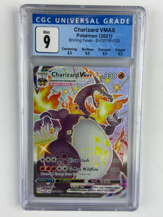 Charizard VMAX Shining Fates SV107/SV122 Subgrades CGC 9