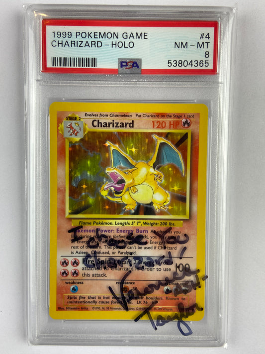 Charizard Base Set Unlimited Veronica Taylor I Choose You Auto PSA 8