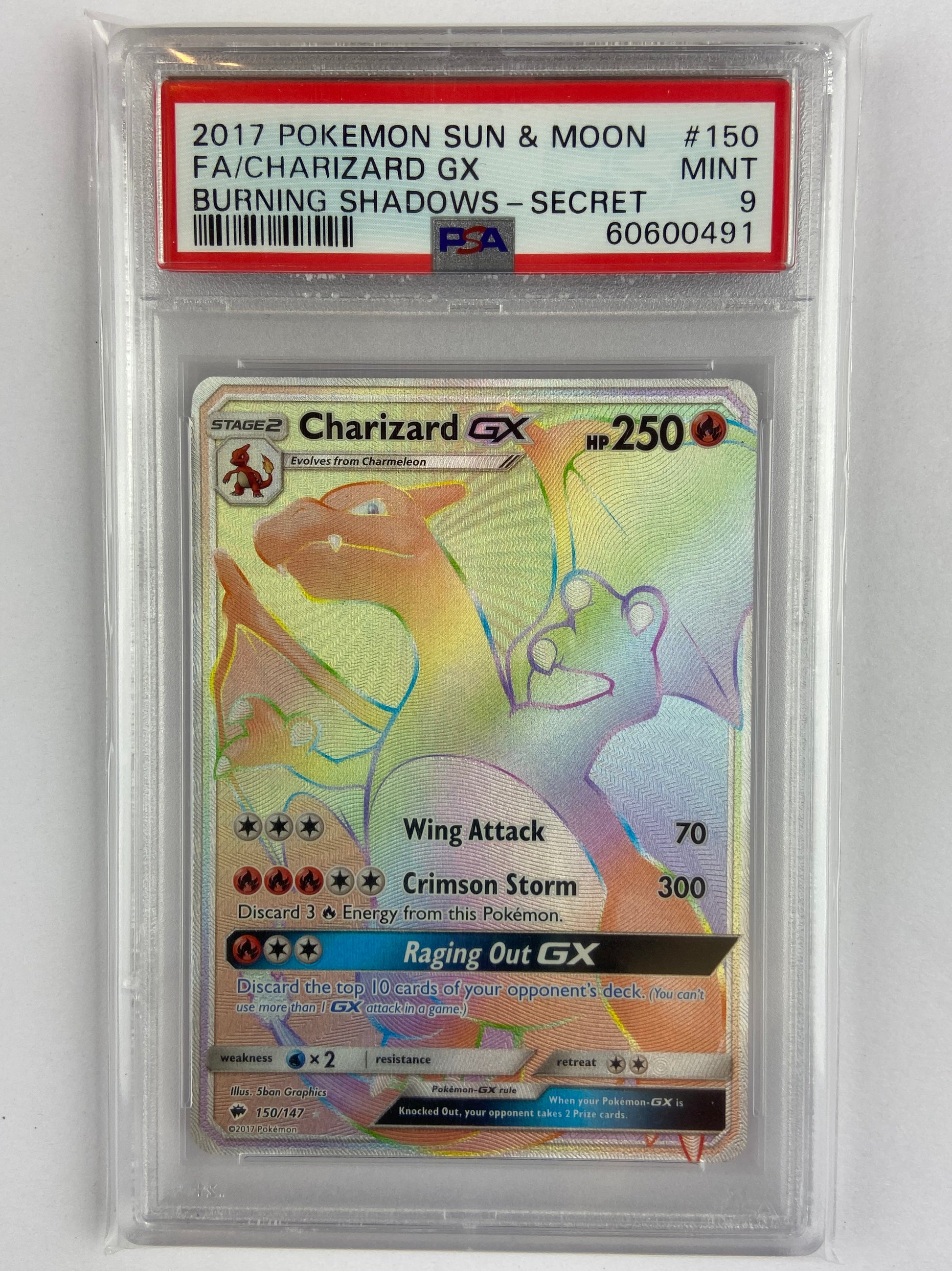 Charizard GX Burning Shadows Rainbow 150/147 PSA 9 TBC Games Charizard GX Burning Shadows Rainbow 150/147 PSA 9 TBC Games