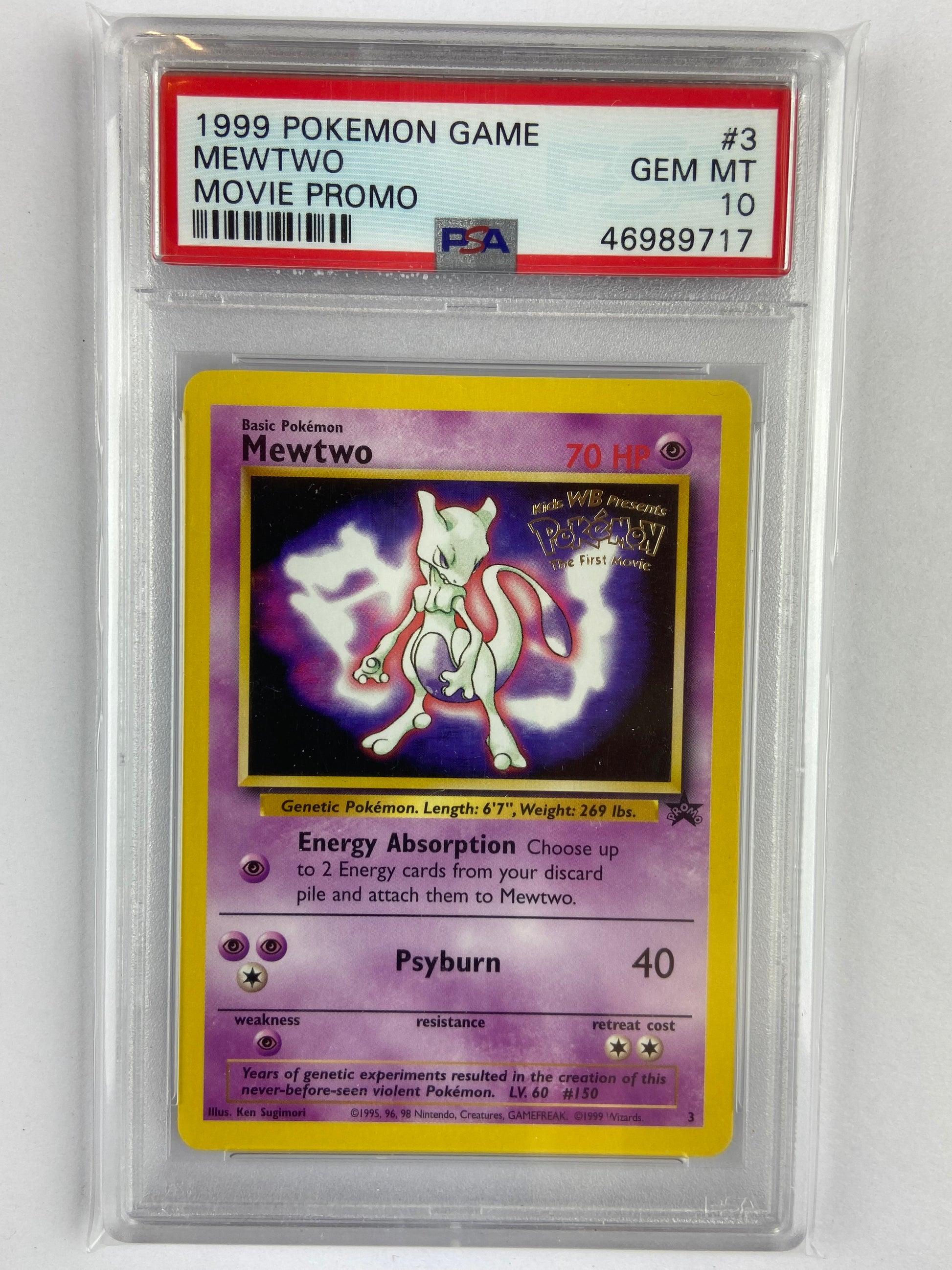 pokemon wb promo cards Mewtwo Movie Black Star Promo Kids WB Presents #3 PSA 10