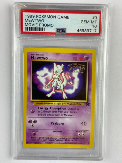 pokemon the first movie mewtwo card Mewtwo Movie Black Star Promo Kids WB Presents #3 PSA 10 – TBC Games