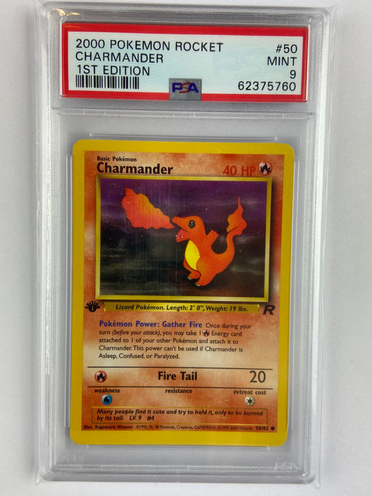 Charmander Team Rocket 1st Edition 50/82 PSA 9