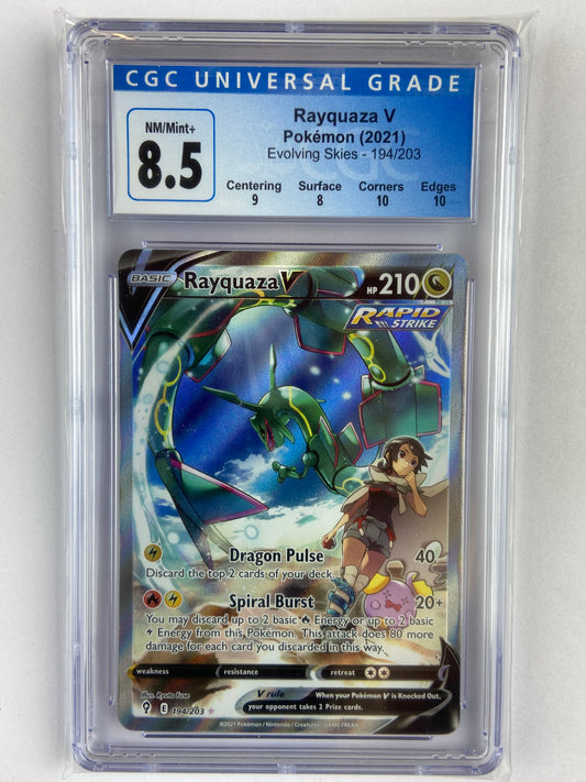 Rayquaza V Evolving Skies Alt Art 194/203 Subgrades CGC 8.5