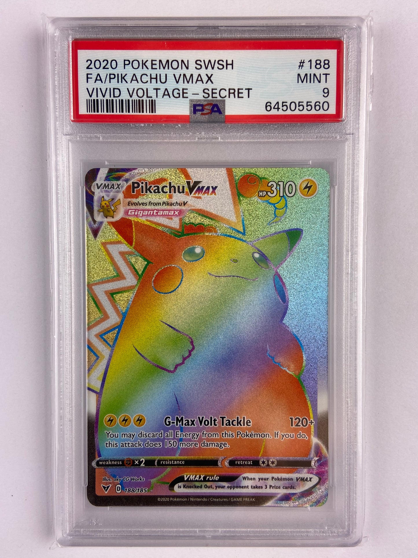 Pikachu VMAX Vivid Voltage Rainbow 188/185 PSA 9 TBC Games Pikachu VMAX Vivid Voltage Rainbow 188/185 PSA 9 TBC Games