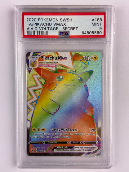 Pikachu VMAX Vivid Voltage Rainbow 188/185 PSA 9 TBC Games Pikachu VMAX Vivid Voltage Rainbow 188/185 PSA 9 TBC Games