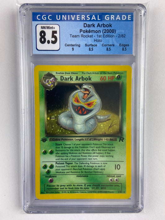 Dark Arbok Team Rocket 1st Edition Holo 2/82 Subgrades CGC 8.5