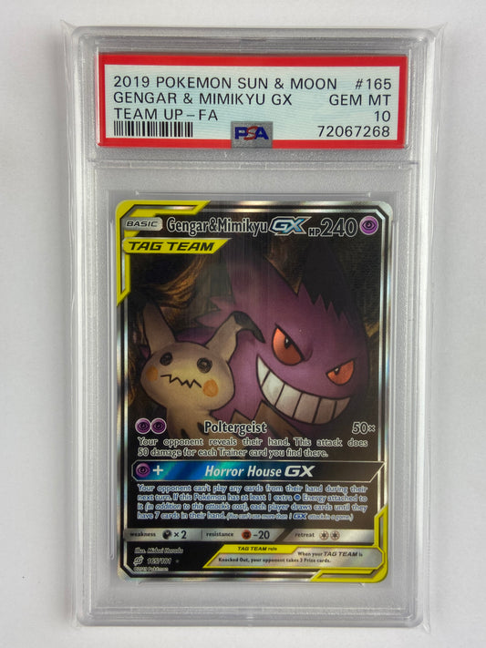 Gengar & Mimikyu GX Alt Art Team Up 165/181 PSA 10