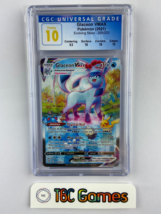 Glaceon VMAX Evolving Skies Alt Art 209/203 Subgrades CGC 10
