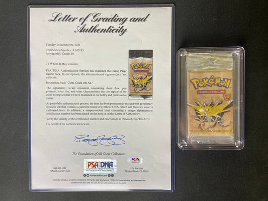 Fossil Unlimited Booster Pack Jason Paige Autograph Signed Long Crimp (Zapdos)