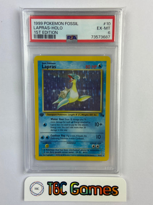 Lapras Fossil 1st Edition Holo 10/62 PSA 6
