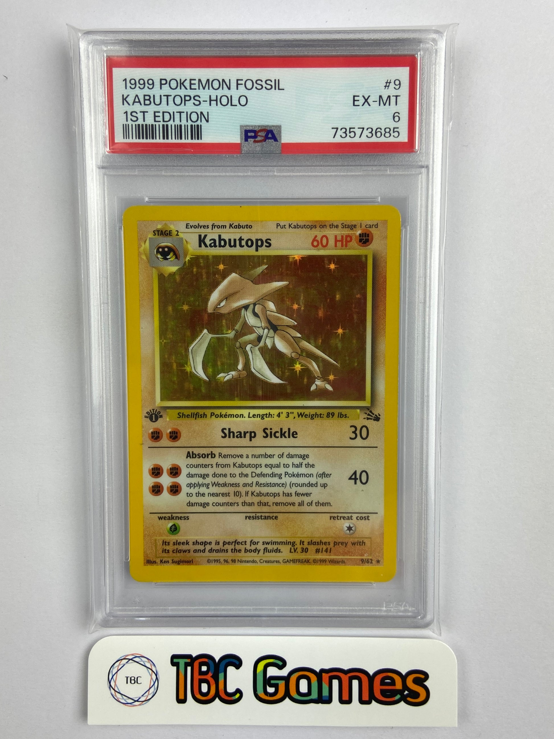 kabutops holographic pokemon card Kabutops Fossil 1st Edition Holo 9/62 PSA 6 – TBC Games