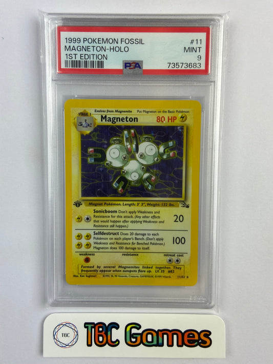 Magneton Fossil 1st Edition Holo 11/62 PSA 9