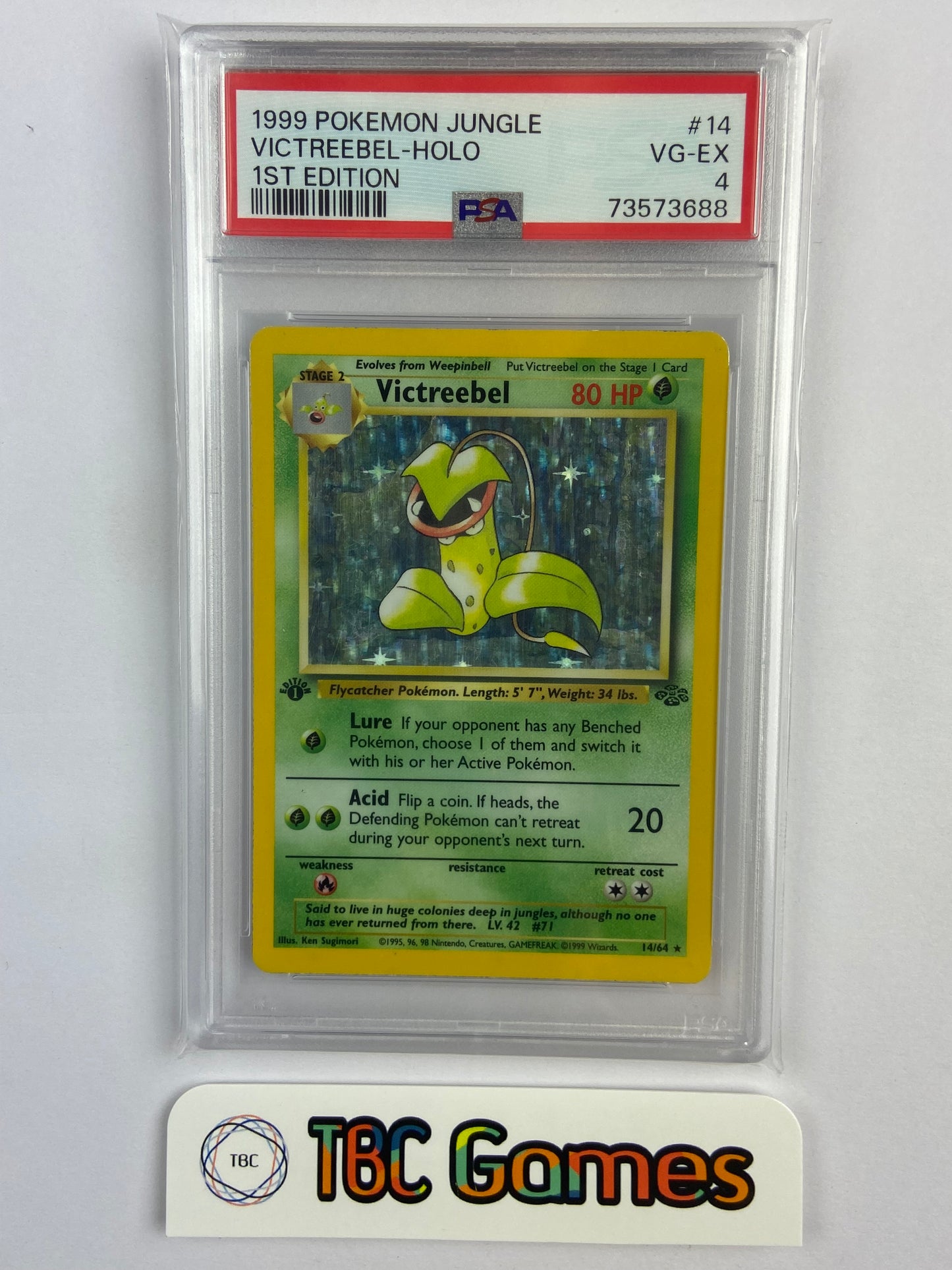 victreebel holographic pokemon card Victreebel Jungle 1st Edition Holo 14/64 PSA 4 – TBC Games