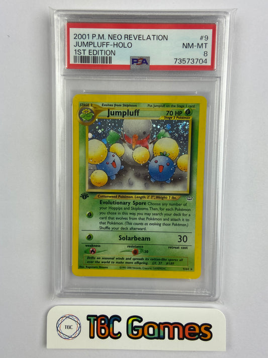 Jumpluff Neo Revelation 1st Edition Holo 9/64 PSA 8