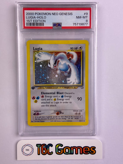 Lugia Neo Genesis 1st Edition Holo 9/111 PSA 8 TBC Games Lugia Neo Genesis 1st Edition Holo 9/111 PSA 8 TBC Games