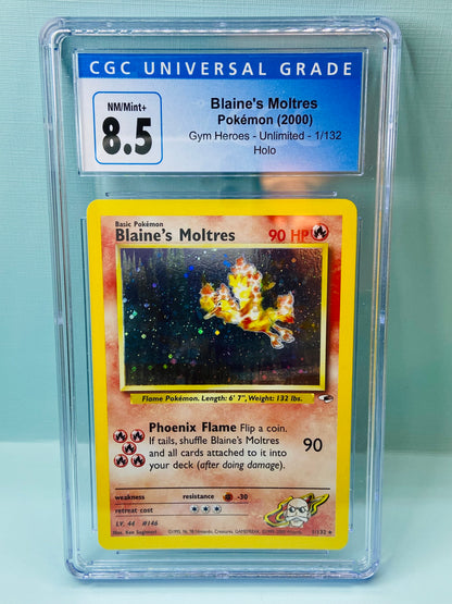 Blaine's Moltres Holo Gym Heroes Unlimited 1/132 CGC 8.5