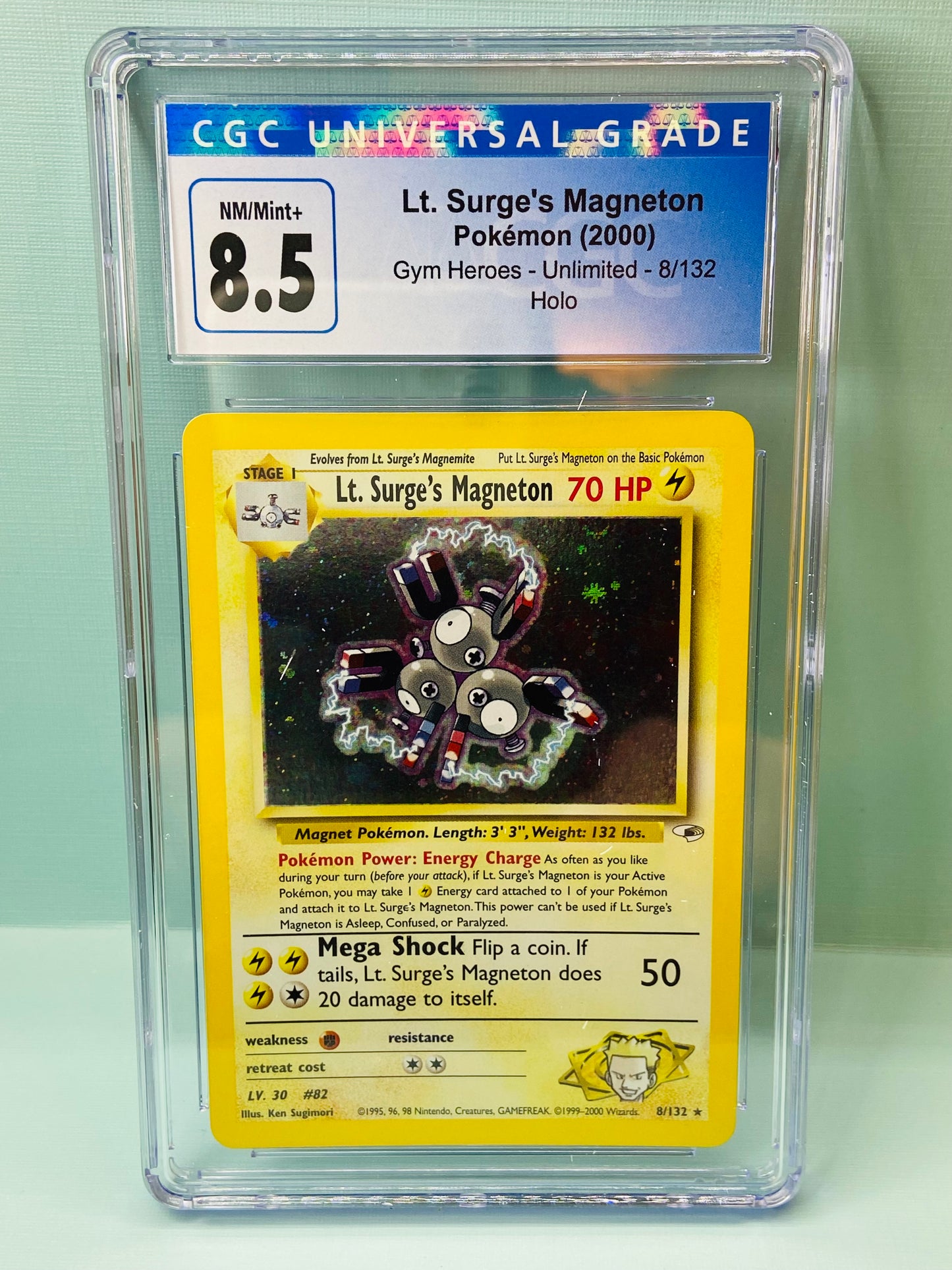 Lt. Surge's Magneton Holo Gym Heroes Unlimited 8/132 CGC 8.5