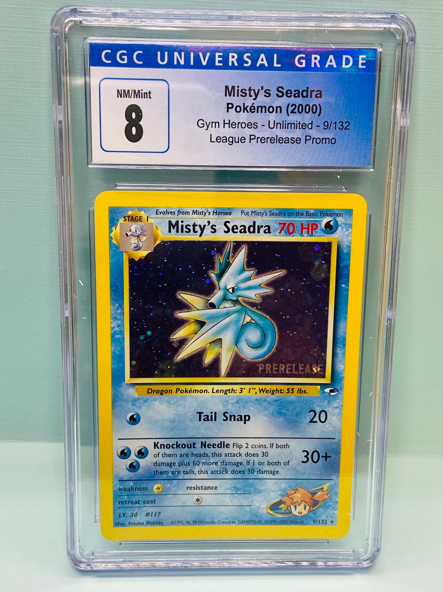 Misty's Seadra League Prerelease Promo Holo Gym Heroes Unlimited 9/132 CGC 8