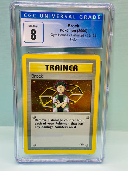 Brock Trainer Gym Heroes Unlimited Holo 15/132 CGC 8
