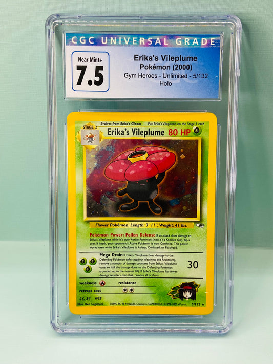 Erika's Vileplume Gym Heroes Unlimited Holo 5/132 CGC 7.5