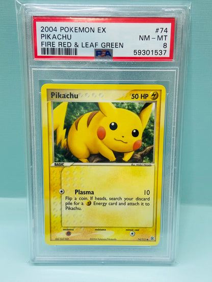 Pikachu Fire Red & Leaf Green Non-Holo 74/112 PSA 8