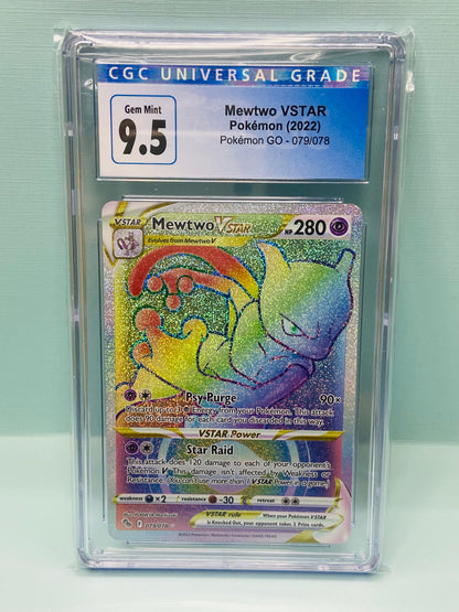 Mewtwo VSTAR Rainbow Secret Pokemon GO 079/078 CGC 9.5