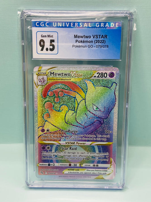 Mewtwo VSTAR Rainbow Secret Pokemon GO 079/078 CGC 9.5