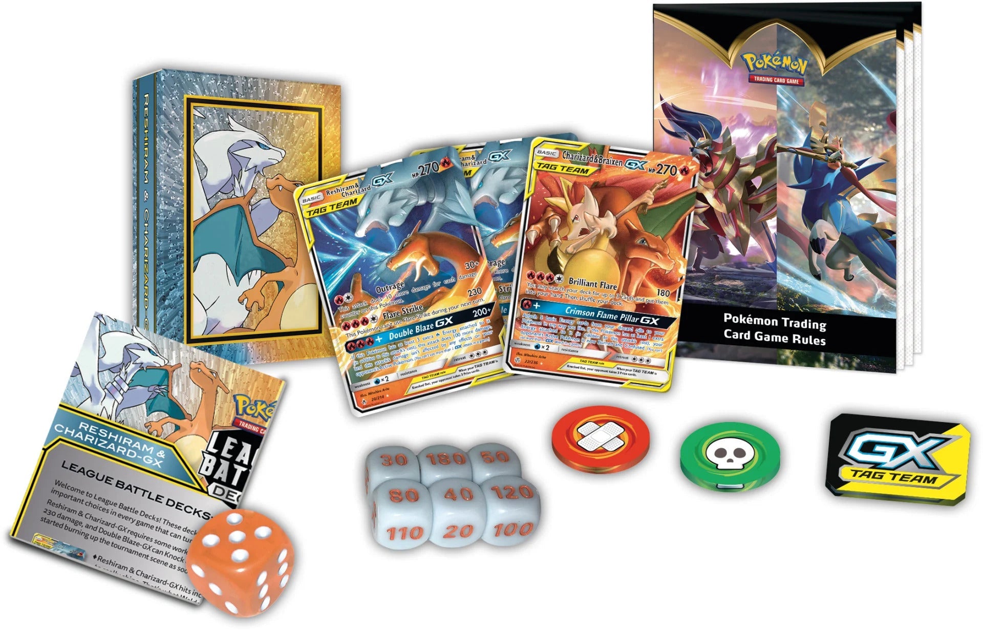 Reshiram E Charizard GX Pokémon Carta Em Português 20/214 - Deck