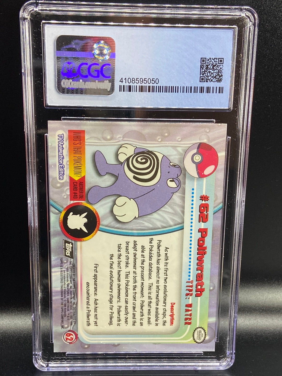 Poliwrath Topps Series 1 Second Print Silver Foil Holo #62 CGC 8