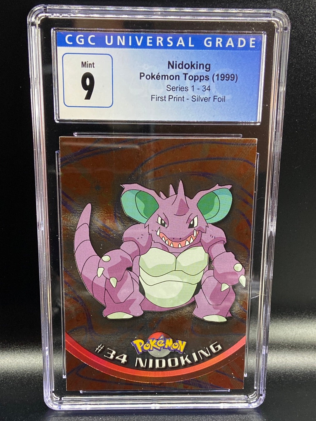 Nidoking Topps Series 1 First Print Silver Foil Holo #34 CGC 9