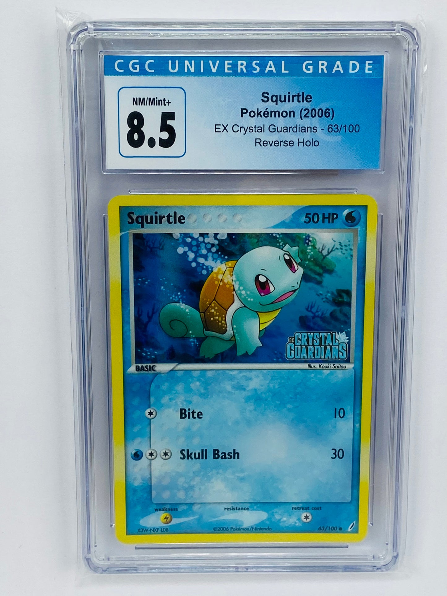 Squirtle EX Crystal Guardians Reverse Holo 63/100 CGC 8.5